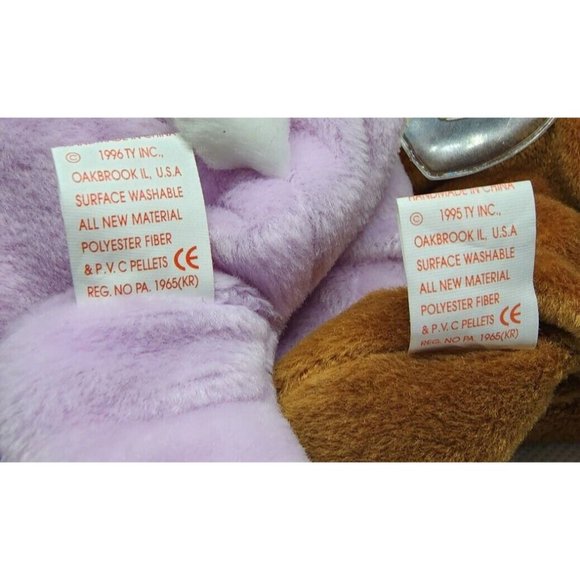 2 Vintage The Beanie Babies Ears 95 & Floppity 96 Stuffed Animals Bundle - Picture 11 of 11